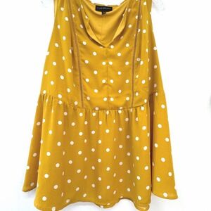 Lane Bryant Mustard Yellow Polka Dot Sleeveless Tunic